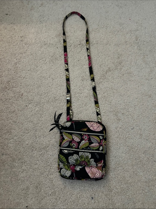 Vera Bradley Handbags - Vera Bradley Quilted Floral Crossbody Bag in Black and Pink